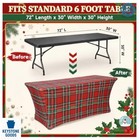 2 Pcs Christmas Tablecloth 6ft Red Green Buffalo Plaid Stretch Spandex