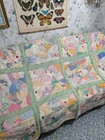 Vintage Handmade 53 X 72 Multicolor Feedsack Patchwork Crazy Quilt Hand Tied