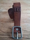 Vtg Distressed Abercrombie And Fitch Leather Belt Sz 34 Embossed Moose 3 Piece