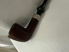 Imported Briar Italian Smoking Pipe Wood Vintage Estate Italy Brown Black Silver