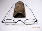 Antique Civil War Era Oval Bifocal Eye Glasses Spectacles Wire Frame With Case