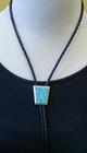 Zuni Sterling Silver Channel Inlay Turquoise Bolo Tie By Edison Laurenda Bobelu