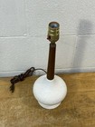 Vintage Mid-century Modern Danish 1960 s White Porcelain wood Table Lamp Boudoir