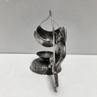 Vintage Hanoi Vietnam  900 Silver Tea Strainer Fisherman Figurine Ornate Patina