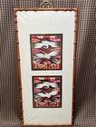 Antique Pair Korean Embroidery Crane Civil Rank Badges Joseon Dynasty Framed