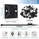 Zip Tie Mounts - 100pcs Cable Self Adhesive Mounts Set For Wire Management With