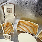 Vintage Lundby Dollhouse Lot Of Furniture Table Chairs Sofa Cabinet White Yellow