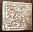 Vintage Golden Tone Tin Floral And Leaf Pattern On The Lid 8 25x9 25x3 75   h
