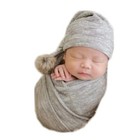 Newborn Photography Props Knot Hat   Wrap Blanket Basket Stuffer Set