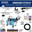 3 Airbrush Professional Airbrushing System Kit - 6 Primary Colors Acrylic Paint