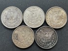 5x 1921 Morgan Silver Dollars Lot     Circulated 90  Silver Coins  lot Of Five 