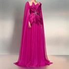 Evening Dresses Sleeveless Prom Gown Fashion Crystal Flowers Draped Party Gown