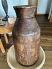 Antique Turned Wood Hand Carved Vessel pot Rice Dried Goods 18    Tall
