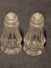 Vintage Glass Salt   Pepper Shakers  Tapered Octagon  Footed  Dome Screw-on Lids