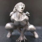 New Black Pure Copper Squatting Beauty Girl Model Body Art Pose Statue