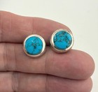 Vintage Mexico Sterling Silver Turquoise Stud Earrings Signed 1 2 Inch