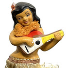 Vintage Original Hawaii Hula Girl Dashboard Nodder Ukulele Chalkware Japan  h4