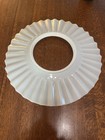 Matched Pair Of Large Antique Milk Glass Ruffled Petticoat Glass Shades 14 