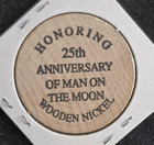 Checopex 1994 Wooden Nickel Token Moon Landing 25th Anniversary Cheektowaga Ny