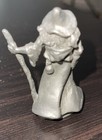 Miniature Pewter Wizard Holding Staff And Clear Gazing Ball