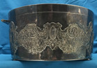 Ornate Antique Silverplated Cookie Tin   Keepsake Box Hinged Lid W g Button Feet