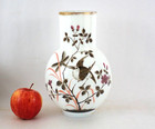 Enameled Bristol Glass Vase W bird Eating A Dragonfly Antique English Art Glass