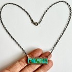 Navajo Turquoise Bar Necklace 19  Adjustable Sterling Signed Francisco Native