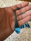 Vintage Blue Chandelier Crystals Teardrop Art Glass Lot Of 22 Art Deco Mcm