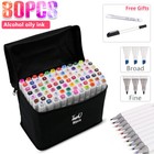 80pcs set Marker Pen Graphic Art Sketch Dual Head Broad Point Copic Touch W bag