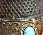Antique Silver 800 And Turquoise  Thimble