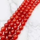 Carnelian Faceted Round Beads Size 4mm 6mm 8mm 10mm 12mm 15 5  Strand