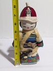 Chinese Ethnic 8  Wood Doll Hand Painted Figurine Traditional Detailed Costume 