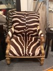 19th C Pair French Giltwood   Zebra Club Chairs Once Owned By Luther Vandross