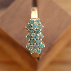9ct Solid Yellow Gold Green Stone Cocktail Ring Size N Vintage Cleaned Polished