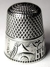 Antique Stern Bros  Sterling Silver Thimble  Folk Art    landscape        tp    Monogram