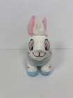 Neopets 2007 Striped Cybunny Bunny Rabbit Plush Animal Pink Eyes White Blue