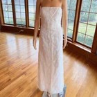  Nicole Miller Ivory 3d Lace Empire Strapless Wedding Dress Bridal Gown Size 10