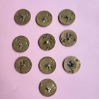 Antique Victorian Metal Picture Buttons Flower Field Aster Butterfly Lot 10