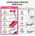 Juego De Escritorio Mesa Y Silla Rosa Con Lampara Led Para Ni  os Ajustable Set 