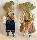 2 Twin Boy Girl Mignonette Antique German Lederhosen Dolls 3-1 2  Bisque W Card