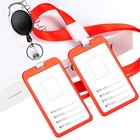 Metal Work Id Badge Holder  Retractable With Clip Lanyards  black 2pcs 