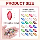 100pcs 4x8mm Horse Eye Shape Rhinestone Glass Point Back Bead  Multicolored