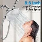 High Pressure Dual Shower Heads Combo 8 6  Handheld Shower W  Hose Nickel