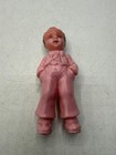 Two Vintage Hard Plastic Boy And Girl Dolls Blue And Pink Brunette