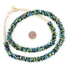 Rainbow Medley Fused Rondelle Recycled Glass Beads 11mm Ghana African Multicolor