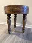 Vtg Butcher Chopping Block Round Solid Table 18   hx16   d  4 5    Thick Table 