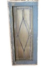 Salvage Antique Wood Window Sash W  Leaded Glass Diamond Pattern  Reclaimed 