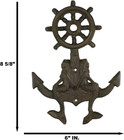 Cast Iron Rustic Bronze Finish Nautical Mermaids Sitting On Ship Anchor And Rudd