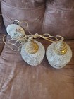 Vintage Mcm Cut Glass Double Swag Pendant Lights