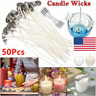 50pcs Candle Wicks Smokeless Wax Pure Cotton Core Pre-waxed Candle Making Tools 